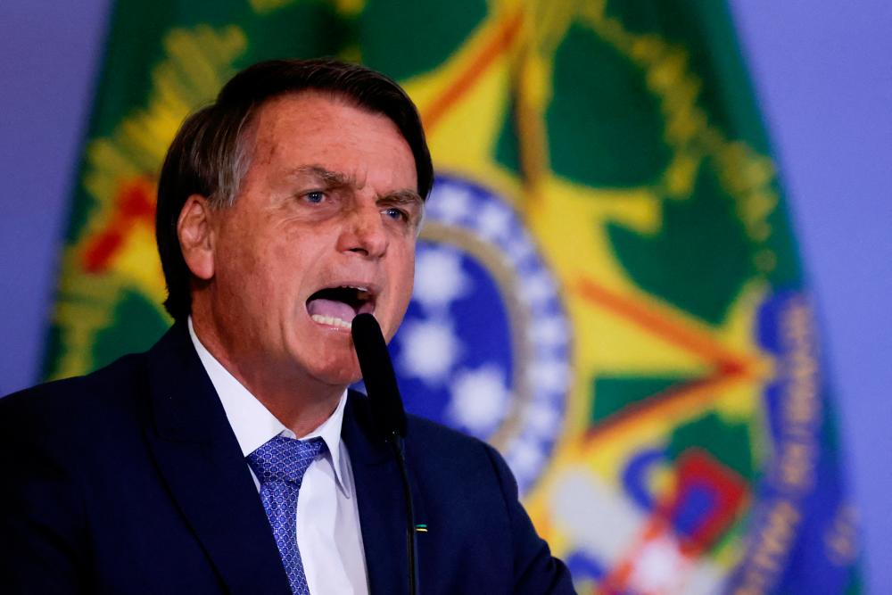 File photo: Brazil's President Jair Bolsonaro speaks during a ceremony at the Planalto Palace in Brasilia, Brazil June 7, 2022. REUTERSpix
