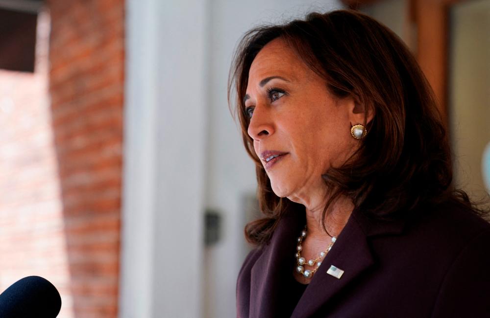 File photo: US Vice President Kamala Harris speaks to the media after touring a Los Angeles small business, Dream Big Children's Center, in Los Angeles, California, U.S. June 8, 2022. REUTERSpix