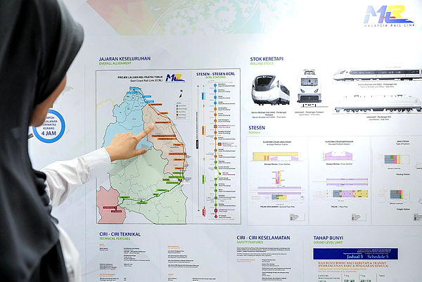 The original proposed route for the ECRL on March 8, 2017. The new route has yet to be revealed. — Bernama