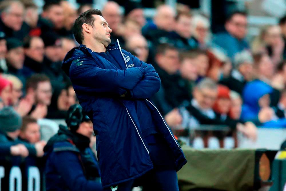 Everton’s English manager Frank Lampard gestures on the touchline during the English Premier League football match between Newcastle United and Everton at St James’ Park in Newcastle-upon-Tyne, north east England on February 8, 2022. AFPpix