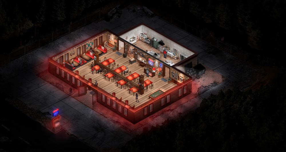 $!Concept art of how the diner in the game will look like at night. – Hidden Chest Studio