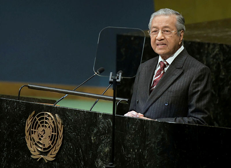Prime Minister Tun Dr Mahathir Mohamad delivers his address at the 73rd United Nations (UN) General Assembly in New York on Sept 29, 2018. — Bernama
