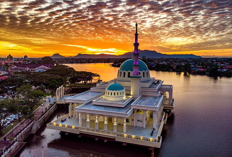 The floating mosque on the banks of Sarawak River. — Bernama