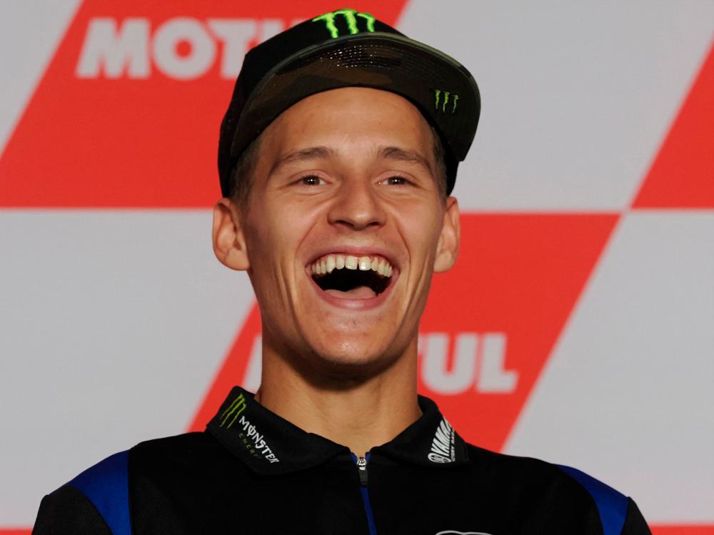 Monster Energy Yamaha MotoGP rider Fabio Quartararo of France laughs during a pre-event press conference at the MotoGP Japanese Grand Prix in the Twin Ring Motegi circuit in Motegi, Tochigi prefecture on September 22/AFPPix