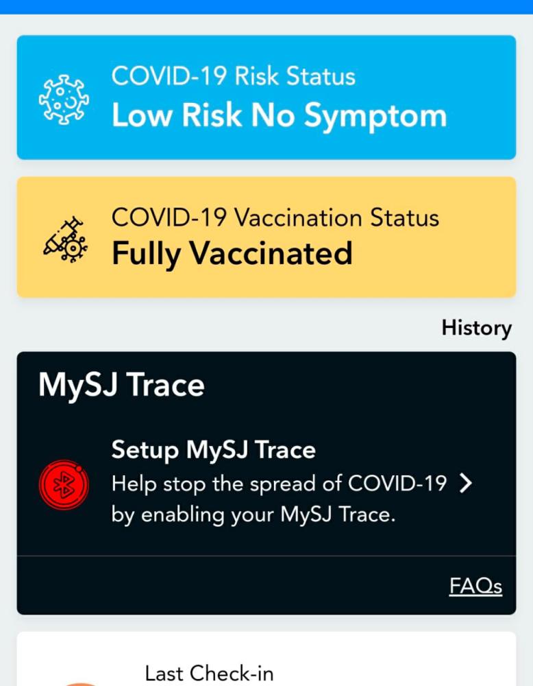 Users are encouraged to set up their MySJ Trace to help counter the spread of Covid-19.