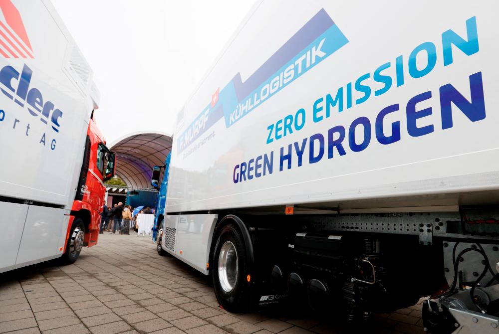 A new hydrogen fuel cell truck made by Hyundai is pictured at the Swiss Museum of Transport in Luzern, Switzerland, in October 2020. – Reuterspic