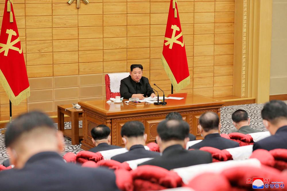 North Korean leader Kim Jong Un taking part in Workers’ Party of Korea council to check the operational status of the maximum emergency measurement to prevent the spread of Covid-19 coronavirus infection in Pyongyang/AFPPix