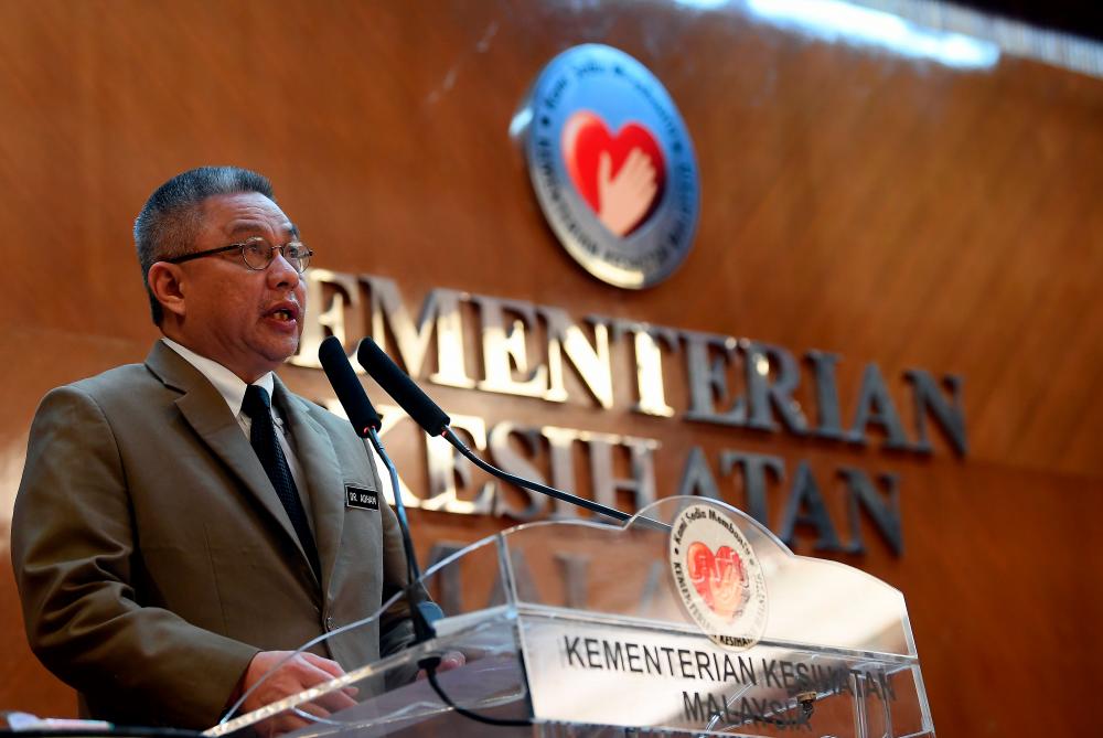 Health Minister Datuk Seri Dr Adham Baba delivers his message to Health Ministry staff today. - Bernama
