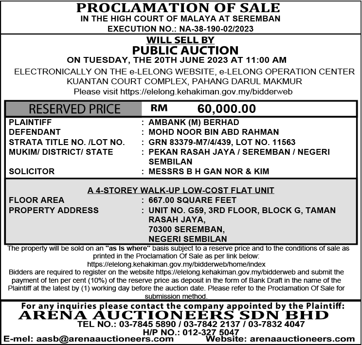 Arena Auctioneer (Mohd Noor Bin Abd Rahman)