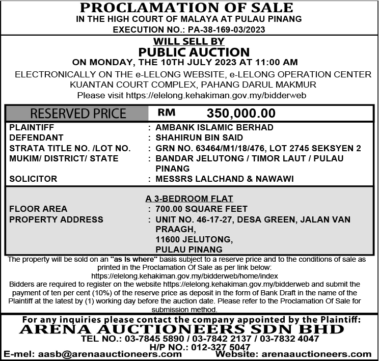 Arena Auctioneers ( Shahirun Bin Said)