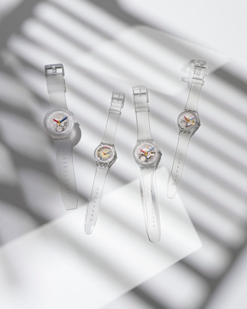 The Swatch Clear Collection ... (from left) CLEARLY BOLD, CLEARLY SKIN, CLEARLY NEW GENT and CLEARLY GENT.