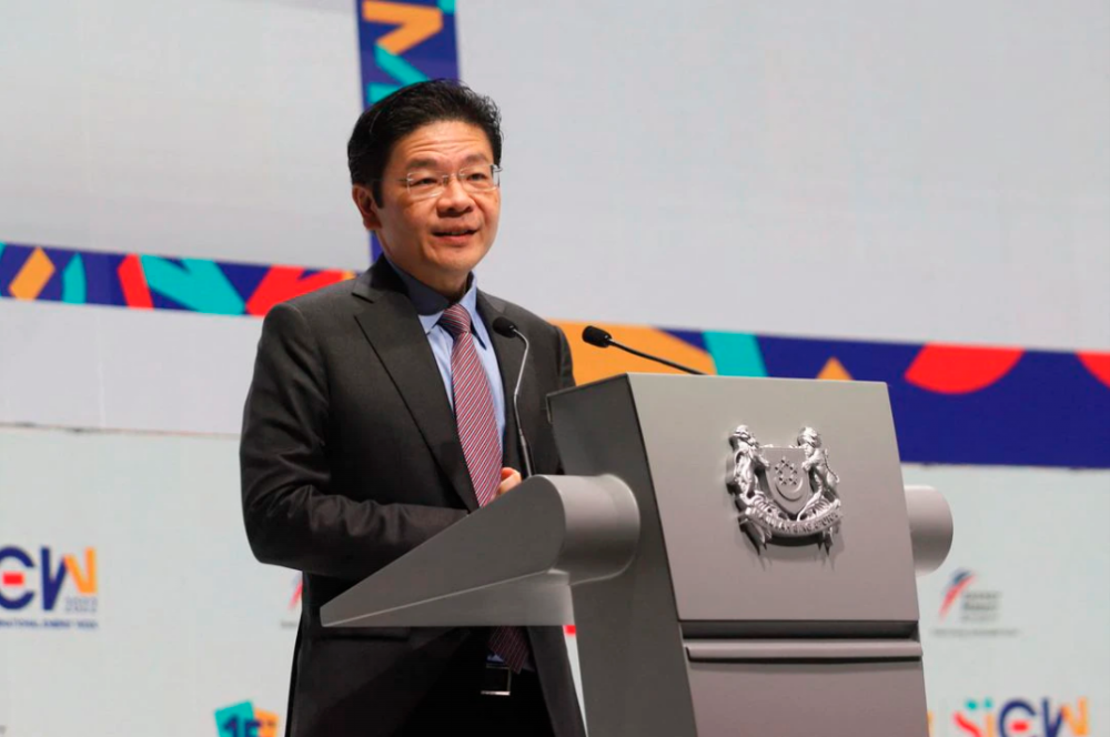 Singapore’s Deputy Prime Minister and Minister for Finance Lawrence Wong delivers the Singapore Energy Lecture during the 15th Singapore International Energy Week, in Singapore October 25, 2022. REUTERSpix