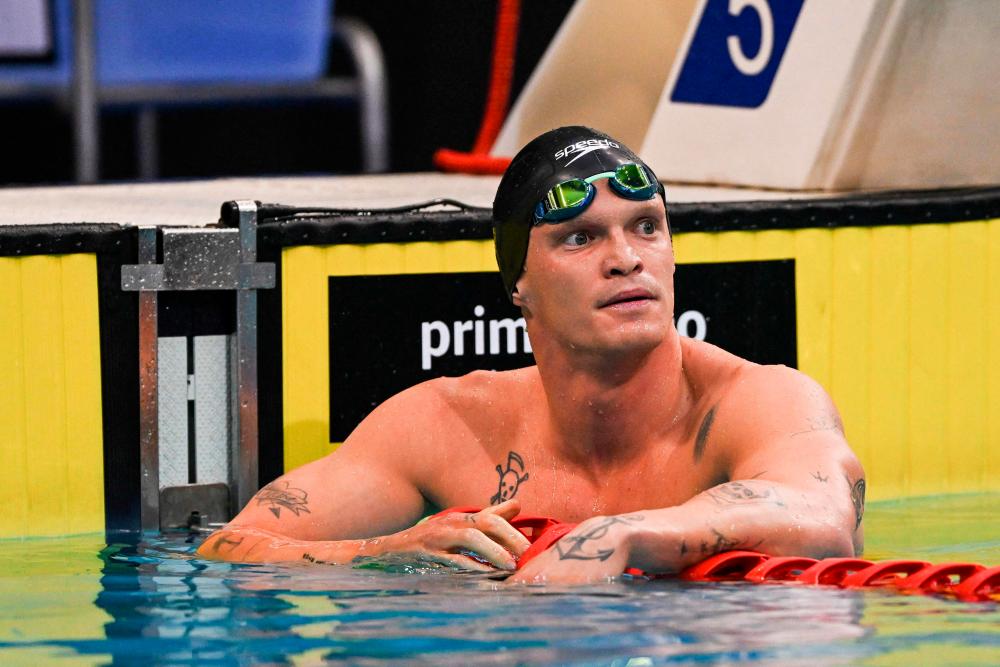 Australia’s Cody Simpson reacts after coming third in the men’s 100 metre butterfly final on day 1 of the 2022 Australian Swimming Championships in Adelaide on May 18, 2022. AFPPIX