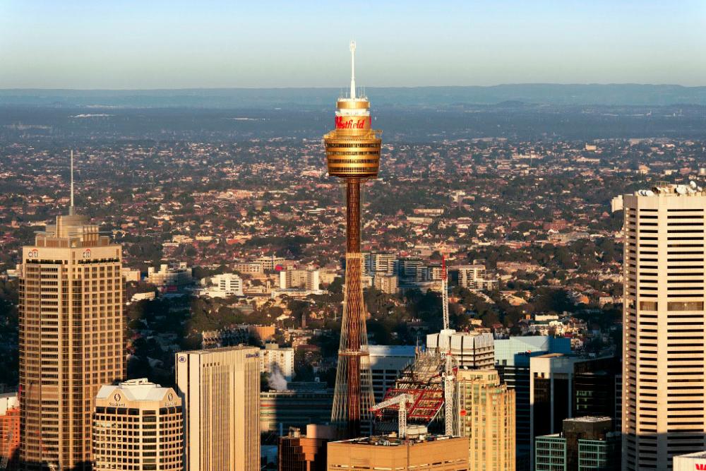 View of Sydney Tower, Sydney, New South Wales, Australia.