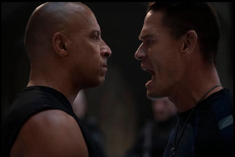 Vin Diesel and John Cena in a scene from F9