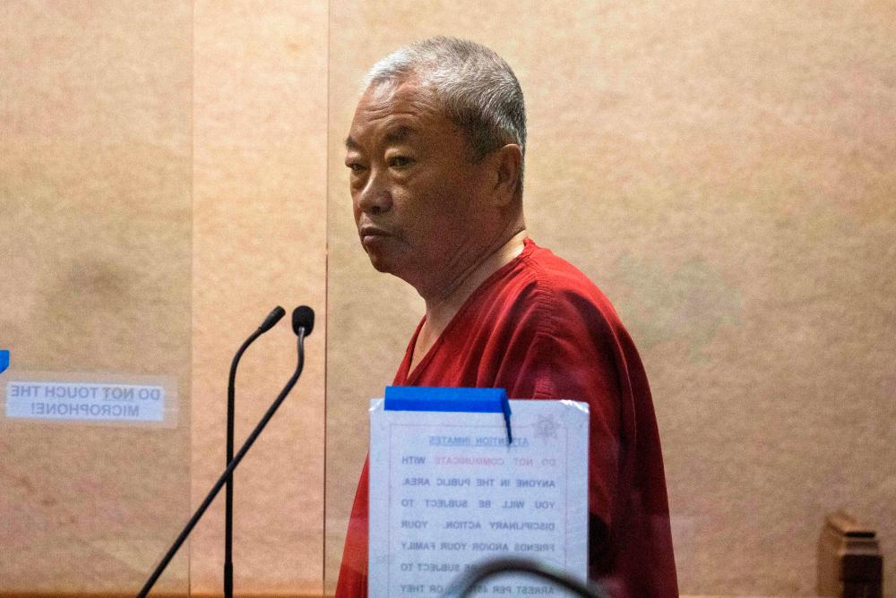Chunli Zhao, the man who is accused of shooting dead seven people in Half Moon Bay, California, appears for his arraignment at the San Mateo Criminal Court in Redwood City, California, on January 25, 2023. AFPPIX
