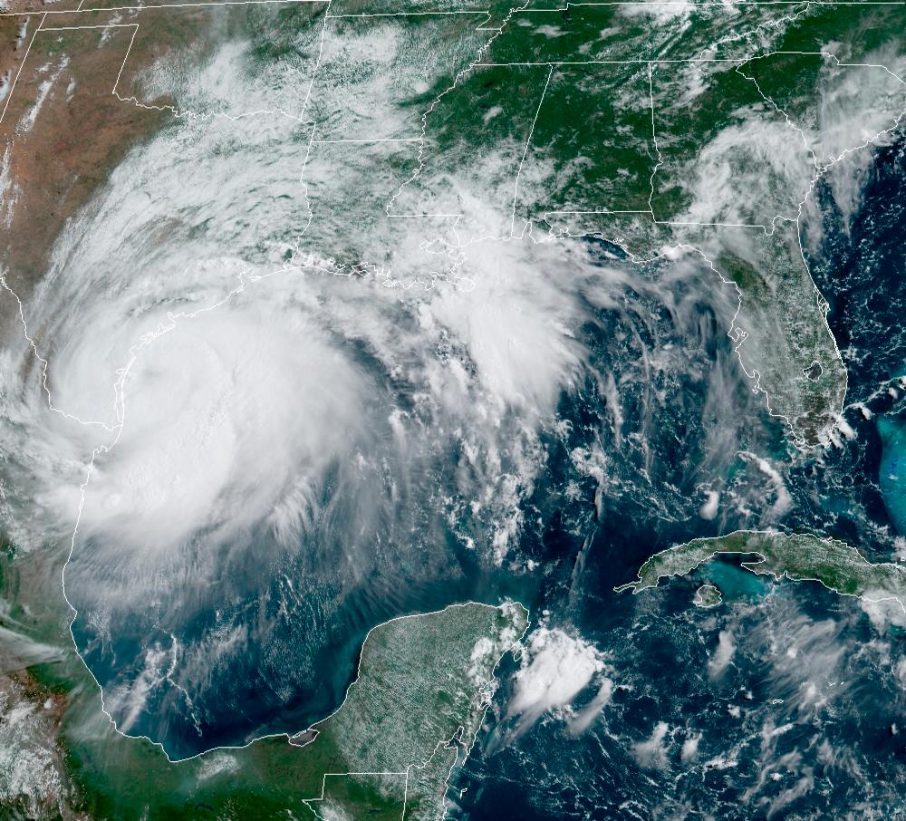 This RAMMB/NOAA satellite image obtained on June 25, 2020 shows Hurricane Hannah in the Gulf of Mexico. — AFP