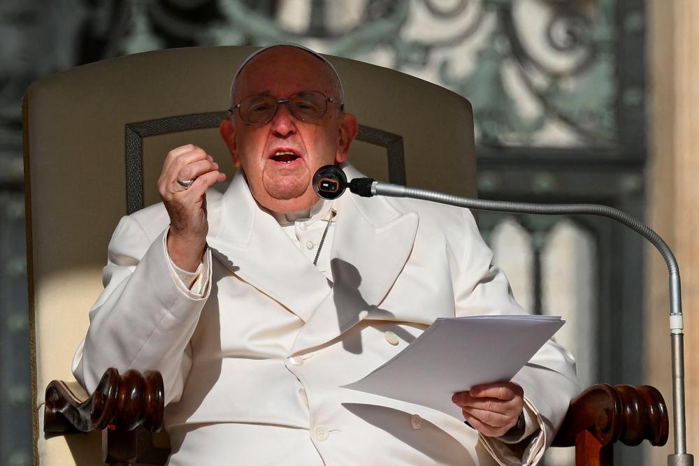 Pope Francis speaks during the weekly general audience, on March 29, 2023 at St. Peter’s square in The Vatican. AFPPIX